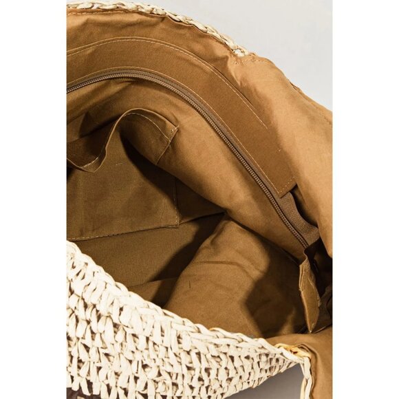 Fame Striped Straw Braided Tote Bag - Picture 4 of 4